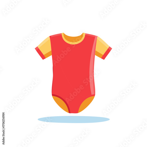 Red Baby Bodysuit with Yellow Sleeves and Neckline
