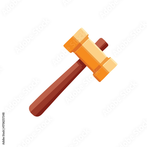 Cartoon court gavel, judge hammer for rulings and law enforcement in vector format.