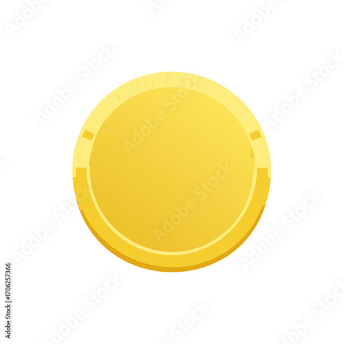 Shiny gold coin with subtle etched markings and a raised rim illustration