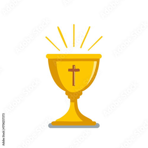 Golden Chalice with Cross, Symbolizing Christian Religious Iconography and Faith