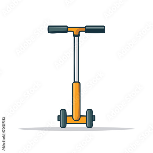 Childrens three wheel kick scooter front view cartoon vector illustration. Kids ride on toy for urban transport and play