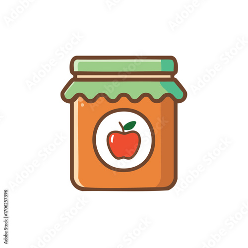 Apple Jam Jar Icon Colorful Illustration Glass Container Sweet Preserve Graphic Design