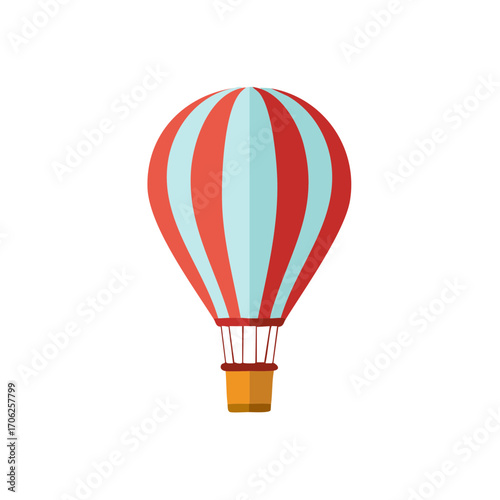 Colorful air balloon illustration with stripes and a basket