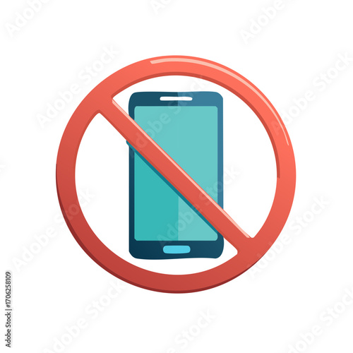 Cell Phone Prohibition Symbol Signifying Technology Restriction and Communication Ban