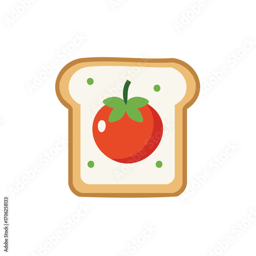 Tomato on Toast Illustration: Freshly Prepared Meal Isolated Design