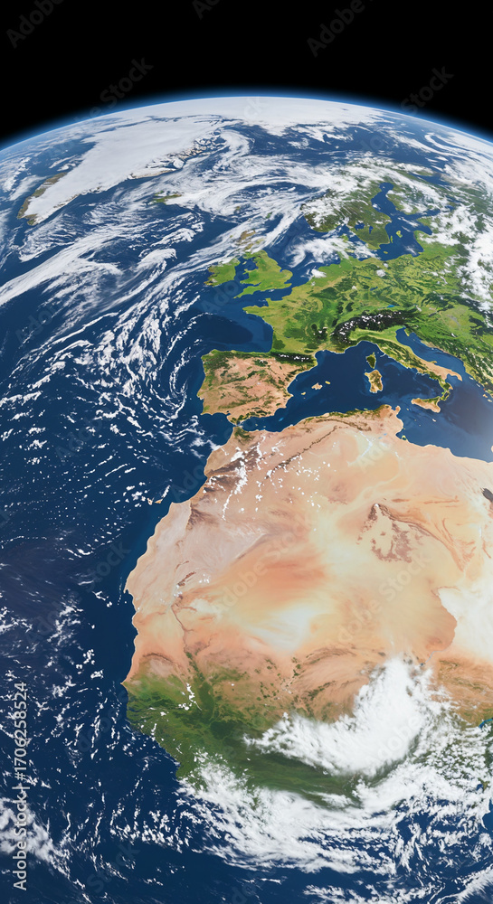 Fototapeta premium Detailed aerial view of Earth showcasing diverse landscapes