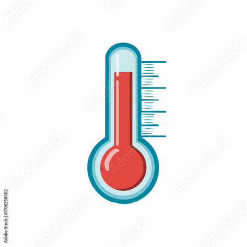 Isolated thermometer measures high temperature, shows heat or fever conditions, medical equipment