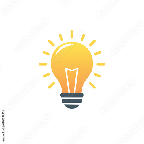 Bright glowing light bulb representing creative ideas innovation and solutions