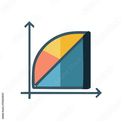 Vibrant quarter circle chart displaying statistical information and data analysis on an axis graph
