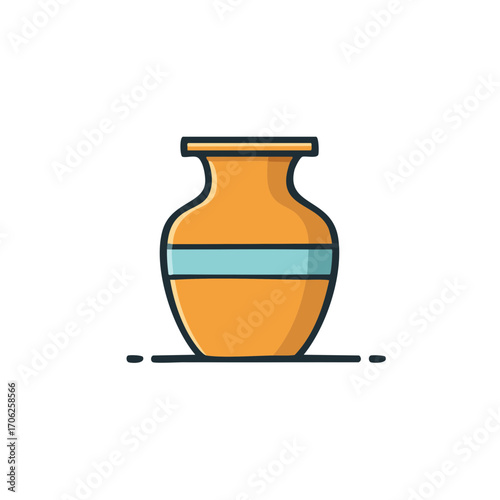 Orange and blue decorative ceramic vase isolated icon illustration