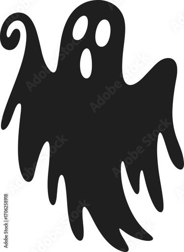 Spooky ghost illustration, Halloween ghost silhouette, scary spooky spirit, haunted ghost clipart, creepy ghost figure, ghostly apparition design, spooky Halloween decorSpooky