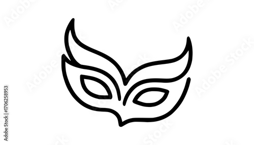 Elegant masquerade mask icon simple line art symbol for parties and events