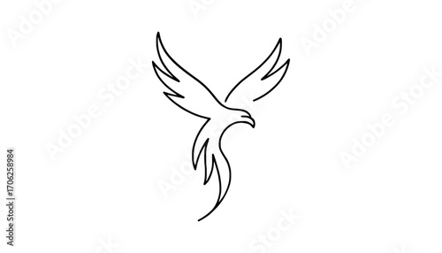 Graceful phoenix bird outline icon symbol of rebirth and immortality
