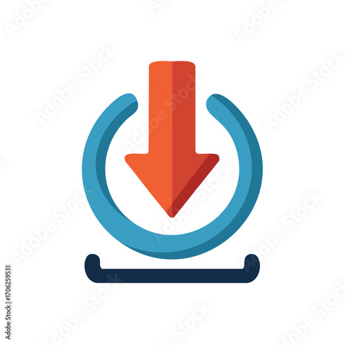 Modern Digital Download Icon with Arrow and Container Symbol