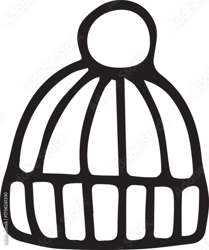 Set of vector line doodles with knitting items. Minimal black and white hand-drawn icons: yarn balls, knitting needles, craft baskets. Ideal for textile design, DIY projects, cozy handmade themes.