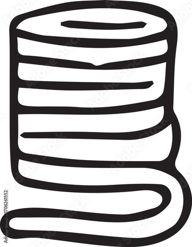 Set of vector line doodles with knitting items. Minimal black and white hand-drawn icons: yarn balls, knitting needles, craft baskets. Ideal for textile design, DIY projects, cozy handmade themes.