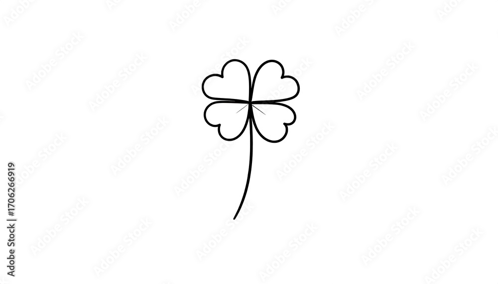 Fototapeta premium Simple black outline cloverleaf