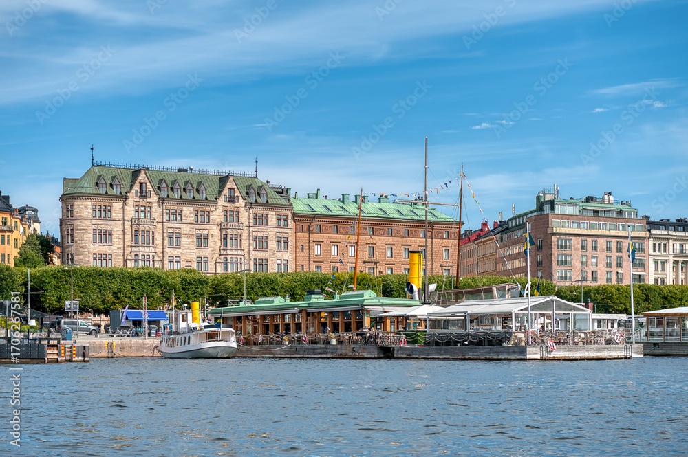 Naklejka premium Stockholm, the capital of Sweden, encompasses 14 islands and more than 50 bridges in a vast archipelago in the Baltic Sea.