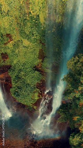 Bali famous landmark and popular travel destination Sekumpul Waterfall Bali the highest and most beautiful waterfall Bali, Indonesia 4K