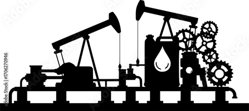 Gear oil industry mechanical engineering drop silhouette vector illustration

