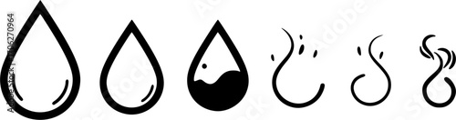Water drop evaporation process graphic element silhouette vector illustration