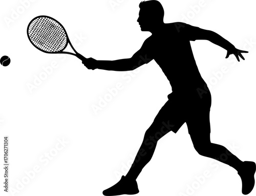 Tennis player action sport game silhouette vector illustration