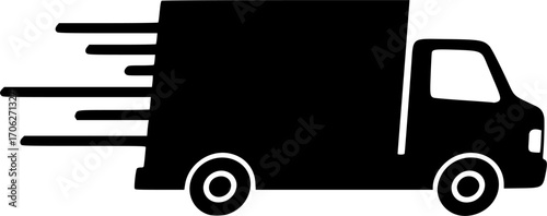 Delivery truck fast moving transport service silhouette vector illustration