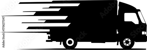 Delivery truck fast moving transport service silhouette vector illustration