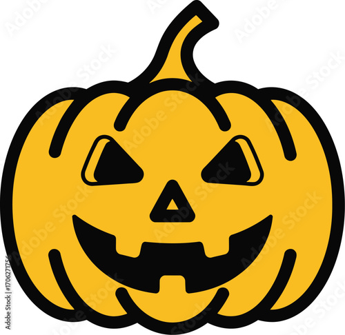 A carved halloween pumpkin with a spooky jackolantern face, isolated on transparent background