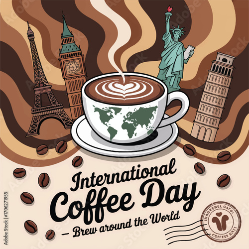 International Coffee Day 1st October banner, post design, Tshirt ,website etc