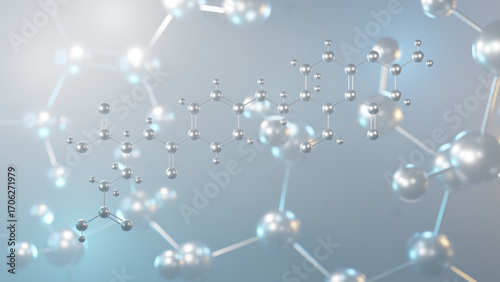 folinic acid molecular structure, 3d model molecule, vitamin b9 derivative structural chemical formula view from a microscope