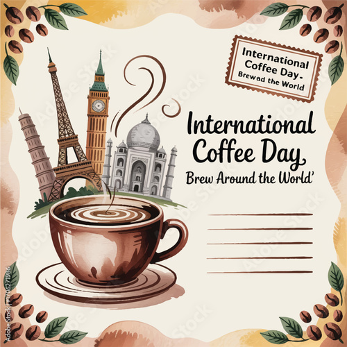 International Coffee Day 1st October banner, post design, Tshirt ,website etc