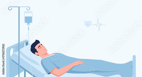 Patient Recovering In Hospital Bed With Healthcare Support Monitoring His Vital Signs