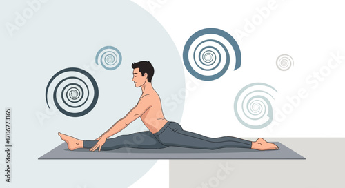 Man Performing Yoga Pose, Graphic Design, Meditation, Healthy Lifestyle, Stretching