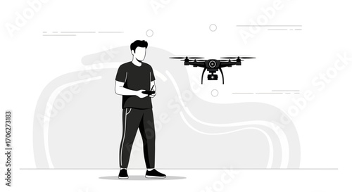 Man Piloting Drone: Capturing Moments And Aerial Photography With Precision