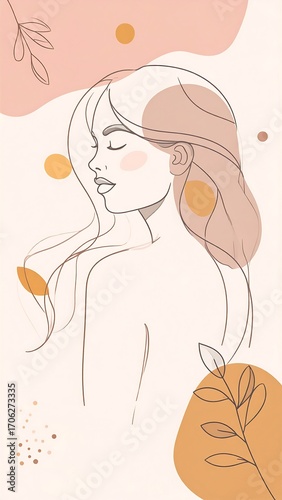 Elegant woman with flowing hair