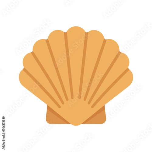Seashell: flat vector illustration of a clam for beach and summer projects