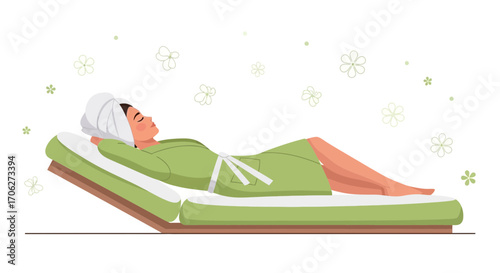 Peaceful Scene Of A Woman Relaxing In A Spa Amidst Nature's Whisper