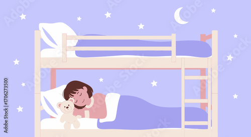 Peaceful Slumber: A Cozy Illustration of Sleep, Bedtime, and Sweet Dreams Depiction