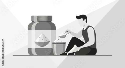 Man Preparing Supplementation: Ideal For Fitness, Nutrition, Healthy Lifestyle, And Training