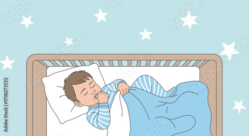 Peaceful Slumber: A Young Child Dreams Under a Sky Dotted with Stars
