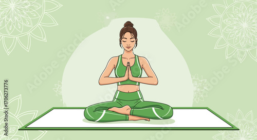 Peaceful Yoga Practitioner: A Moment Of Serenity And Mindfulness In A Calm Illustration