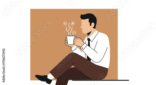 Man Relaxing With Beverage Enjoying a Beverage While Sitting And Contemplating Life