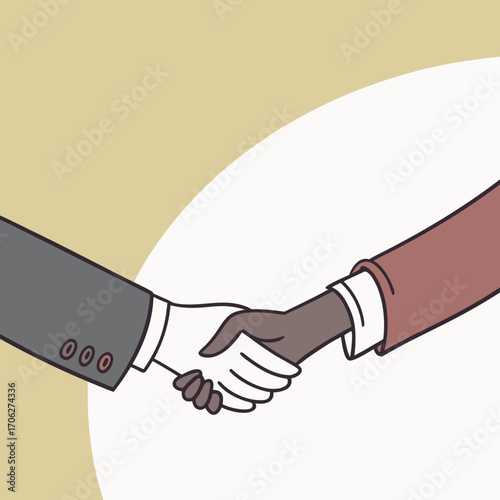 Diverse business professionals shaking hands in agreement symbolizing partnership collaboration and unity in the corporate world