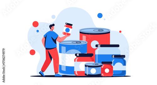 Person Examining Provisions Illustrates The Concept Of Food Storage And Nutritional Solutions