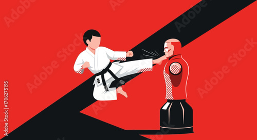 Martial Arts Training: Karate Practitioner Delivering A Powerful Kick During Practice