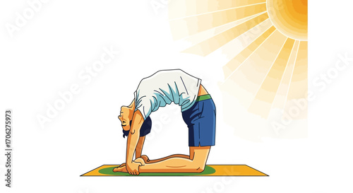 Person Performing a Yoga Pose Under the Sun, Representing Balance and Wellness