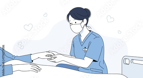 Medical Professional Holding Hands, Providing Comfort And Offering Support At Hospital