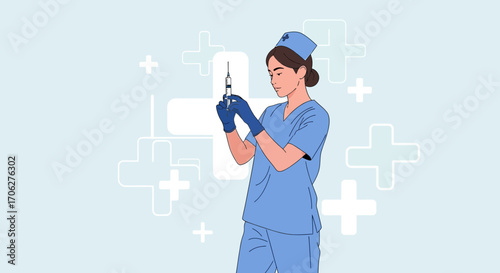 Medical Professional Preparing Injection Representing Healthcare and Medical Treatment Procedures