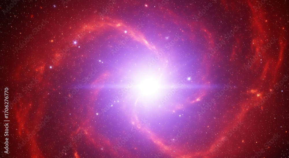 Fototapeta premium Vibrant nebula with bright star at center, swirling red gas and distant stars in deep space
